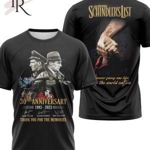 30th Anniversary 1993 – 2023 Schindler’s List Thank You For The Memories T-Shirt