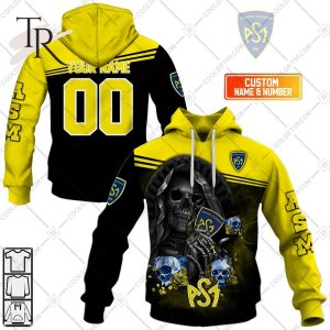 Personalized ASM Clermont Auvergne Rugby Skull Death Design Hoodie