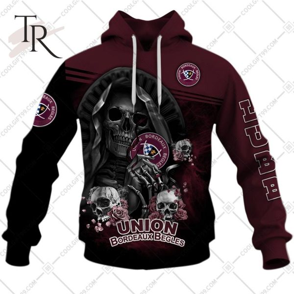 Personalized Bordeaux Begles Rugby Skull Death Design Hoodie