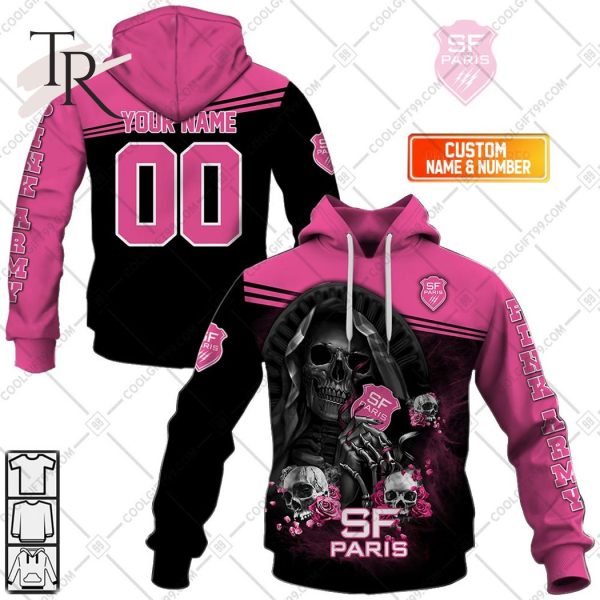 Personalized Stade Francais Paris Rugby Skull Death Design Hoodie