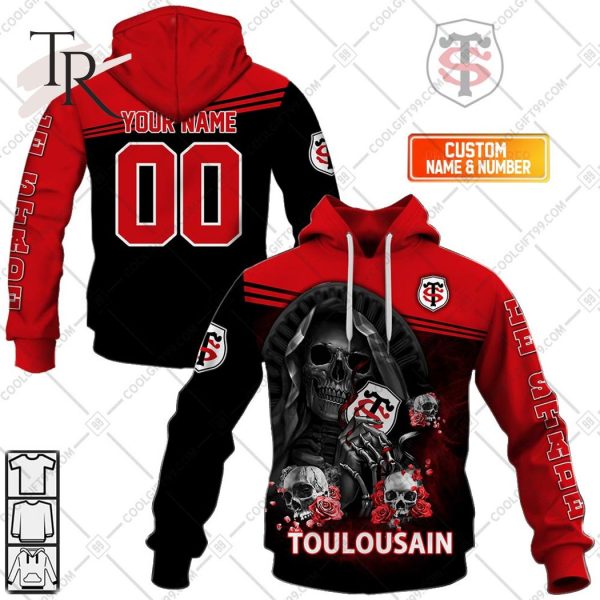Personalized Stade Toulousain Rugby Skull Death Design Hoodie