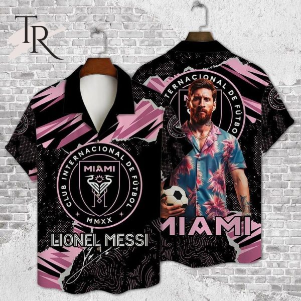 Inter Miami Leo Messi Black Hawaiian Shirt