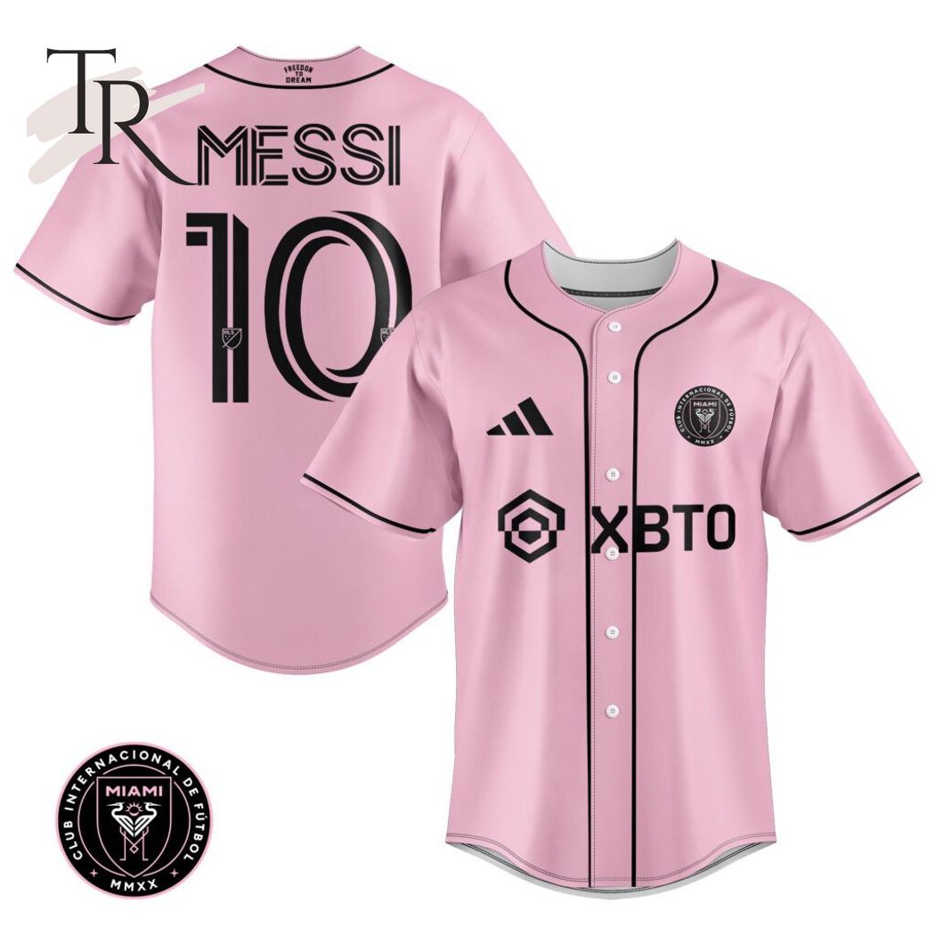 Inter Miami Leo Messi Black And Pink Baseball Jersey - Torunstyle