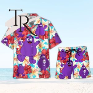 PREMIUM Grimace Hawaiian Shirt And Short Set