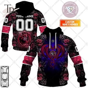 Personalized Bordeaux Begles Rugby Rose Dragons Design Hoodie