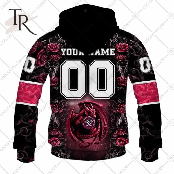Personalized Bordeaux Begles Rugby Rose Dragons Design Hoodie