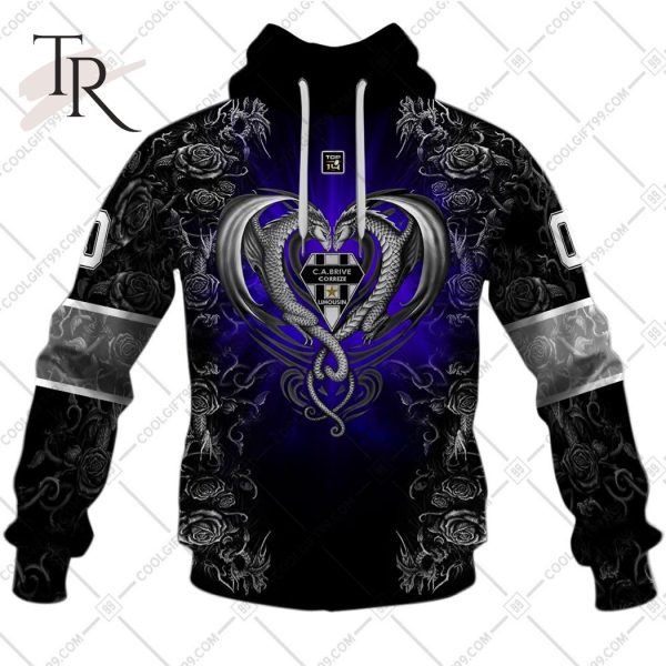 Personalized CA Brive Rugby Rugby Rose Dragons Design Hoodie