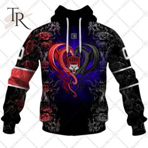 Personalized Lyon LOU Rugby Rose Dragons Design Hoodie