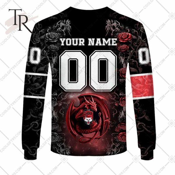Personalized Lyon LOU Rugby Rose Dragons Design Hoodie