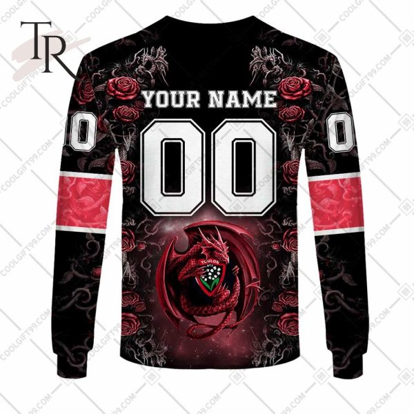 Personalized RC Toulonnais Rugby Rose Dragons Design Hoodie