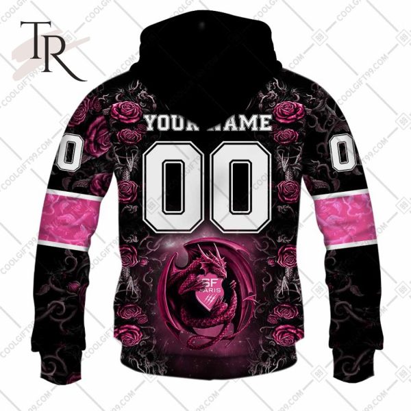 Personalized Stade Francais Paris Rugby Rose Dragons Design Hoodie