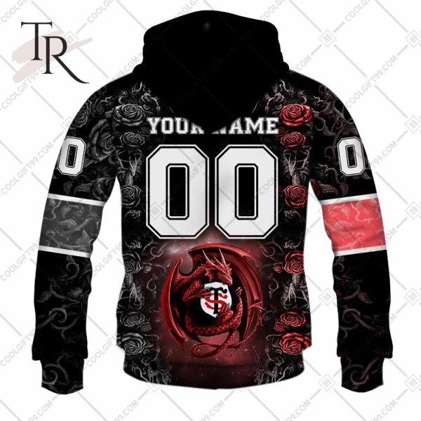 Personalized Stade Toulousain Rugby Rose Dragons Design Hoodie
