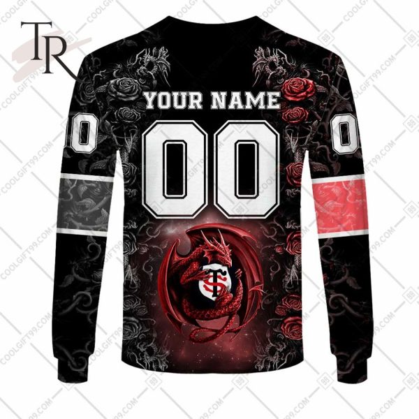 Personalized Stade Toulousain Rugby Rose Dragons Design Hoodie