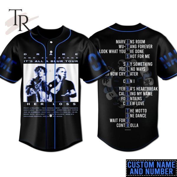 Drake And 21 Savage It’s All A Blur Tour Custom Baseball Jersey