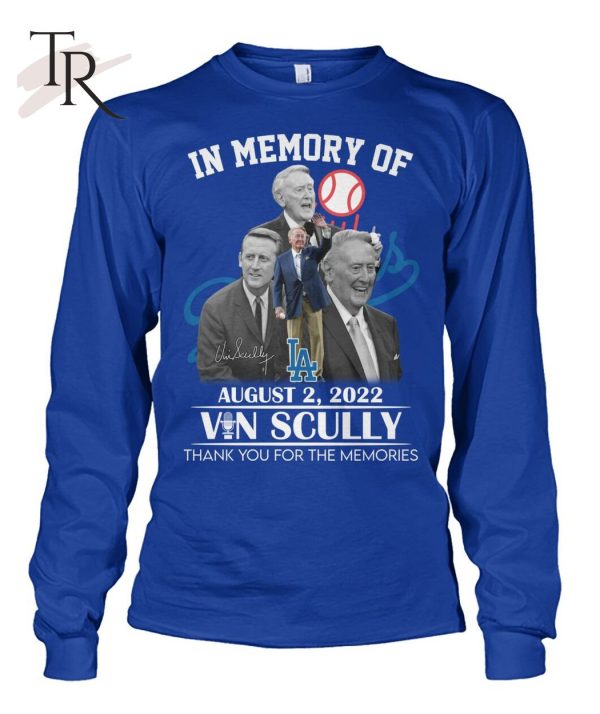 In Memory Of August 2, 2022 Vin Scully Thank You For The Memories T-Shirt