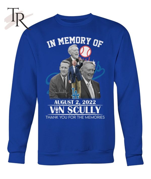 In Memory Of August 2, 2022 Vin Scully Thank You For The Memories T-Shirt