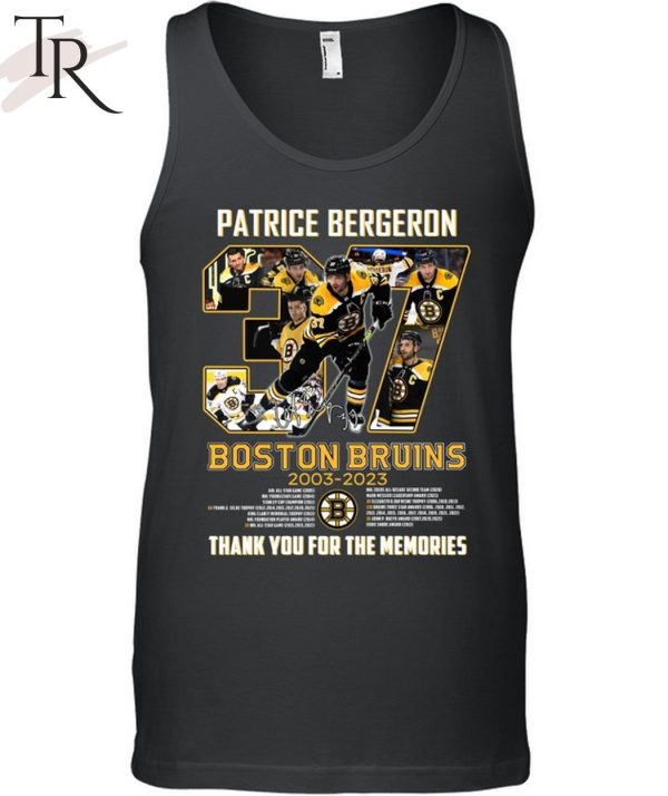 Boston Bruins 2003 – 2023  37 Patrice Bergeron Thank You For The Memories Unisex T-Shirt