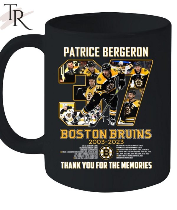 Boston Bruins 2003 – 2023  37 Patrice Bergeron Thank You For The Memories Unisex T-Shirt