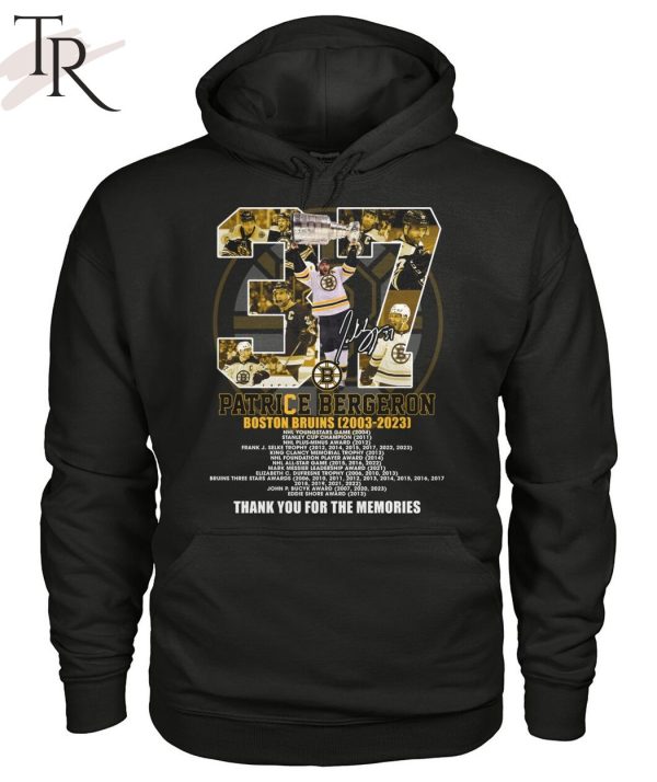 Patrice Bergeron Boston Bruins 2003 – 2023 Thank You For The Memories T-Shirt