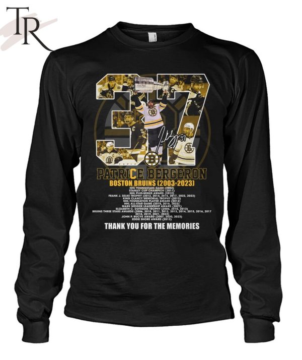 Patrice Bergeron Boston Bruins 2003 – 2023 Thank You For The Memories T-Shirt