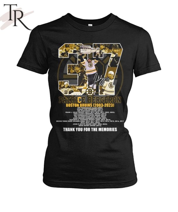 Patrice Bergeron Boston Bruins 2003 – 2023 Thank You For The Memories T-Shirt