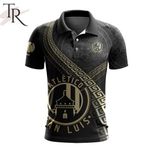 LIGA MX Atletico San Luis Special Black And Gold Design Polo Shirt