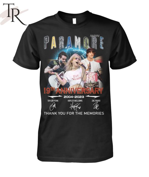 Paramore 19th Anniversary 2004 – 2023 Thank You For The Memories T-Shirt