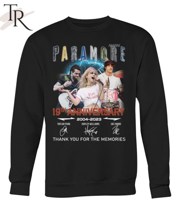 Paramore 19th Anniversary 2004 – 2023 Thank You For The Memories T-Shirt