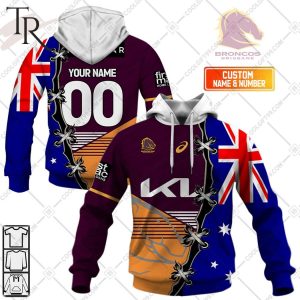 Personalized NRL Brisbane Broncos Home Jersey Mix Flag Hoodie