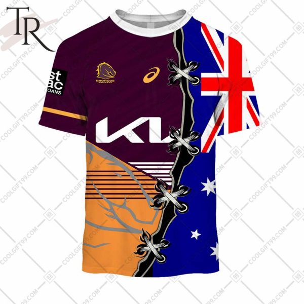 Personalized NRL Brisbane Broncos Home Jersey Mix Flag Hoodie