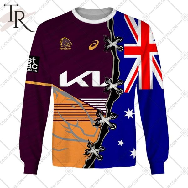 Personalized NRL Brisbane Broncos Home Jersey Mix Flag Hoodie