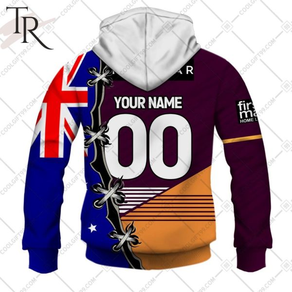 Personalized NRL Brisbane Broncos Home Jersey Mix Flag Hoodie