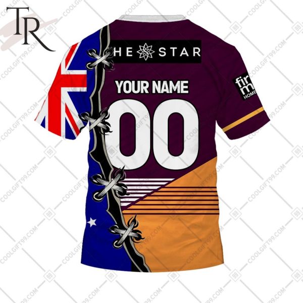 Personalized NRL Brisbane Broncos Home Jersey Mix Flag Hoodie