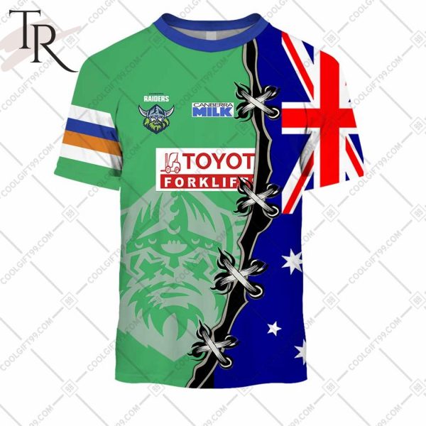 Personalized NRL Canberra Raiders Home Jersey Mix Flag Hoodie