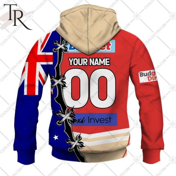 Personalized NRL Dolphins Home Jersey Mix Flag Hoodie