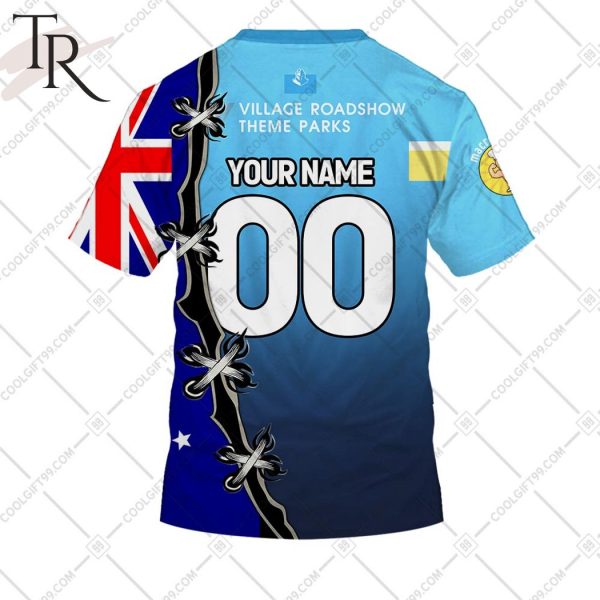 Personalized NRL Gold Coast Titans Home Jersey Mix Flag Hoodie