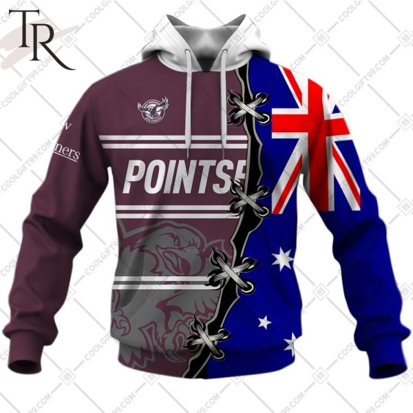 Personalized NRL Manly Warringah Sea Eagles Home Jersey Mix Flag Hoodie