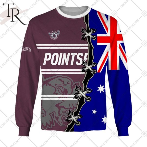 Personalized NRL Manly Warringah Sea Eagles Home Jersey Mix Flag Hoodie