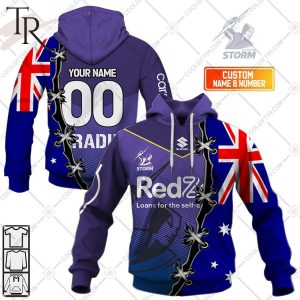 Personalized NRL Melbourne Storm Home Jersey Mix Flag Hoodie