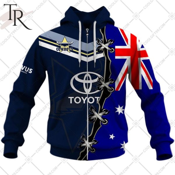 Personalized NRL North Queensland Cowboys Home Jersey Mix Flag Hoodie