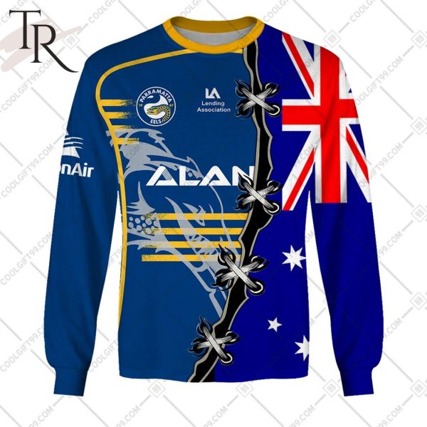 Personalized NRL Parramatta Eels Home Jersey Mix Flag Hoodie