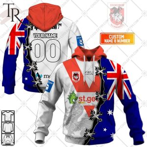 Personalized NRL St. George Illawarra Dragons Home Jersey Mix Flag Hoodie