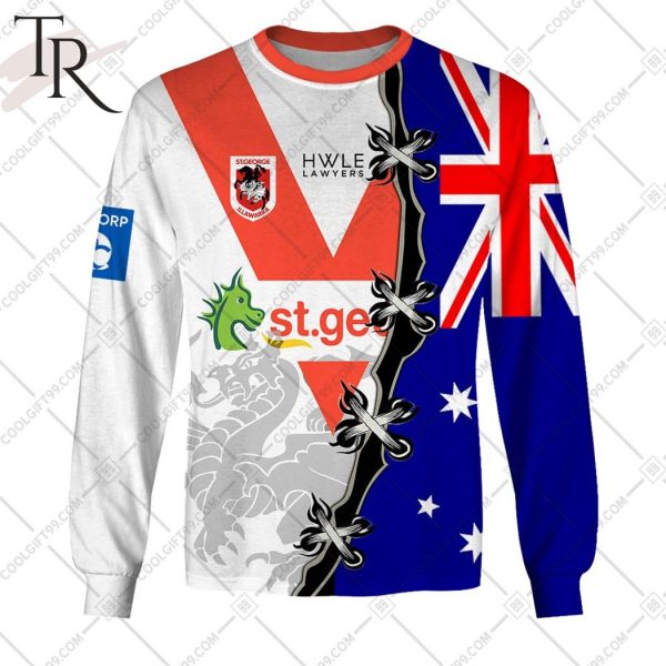 Personalized NRL St. George Illawarra Dragons Home Jersey Mix Flag Hoodie