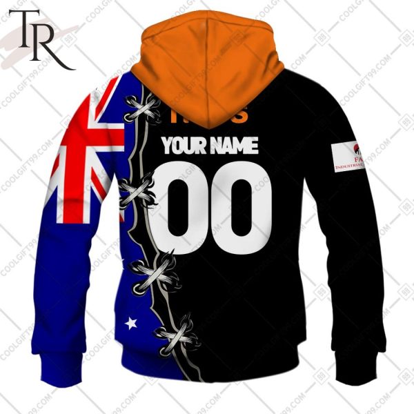 Personalized NRL Wests Tigers Home Jersey Mix Flag Hoodie