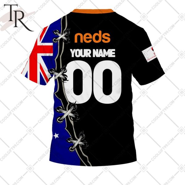 Personalized NRL Wests Tigers Home Jersey Mix Flag Hoodie
