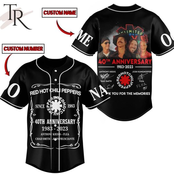 Red Hot Chili Peppers 40th Anniversary 1983 – 2023 Thank You For The Memories Baseball Jersey