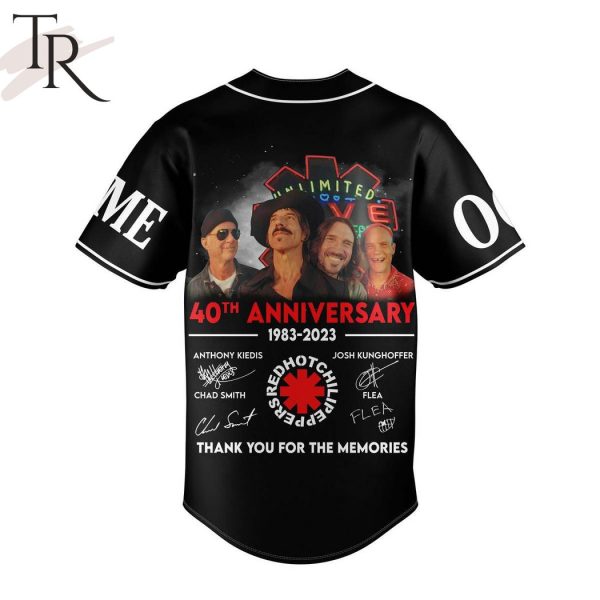 Red Hot Chili Peppers 40th Anniversary 1983 – 2023 Thank You For The Memories Baseball Jersey