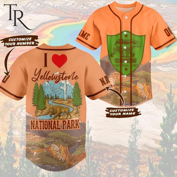 Personalized I Love Yellowstone National Park Baseball Jersey