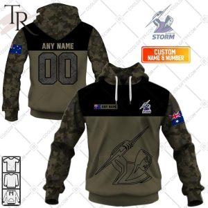 Personalized NRL Camouflage V2 Melbourne Storm Hoodie