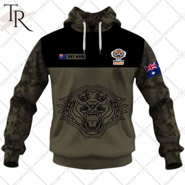 Personalized NRL Camouflage V2 Wests Tigers Hoodie